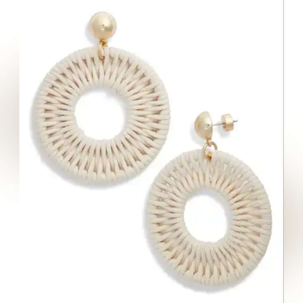 Nordstrom Elegant Cream Woven Earrings